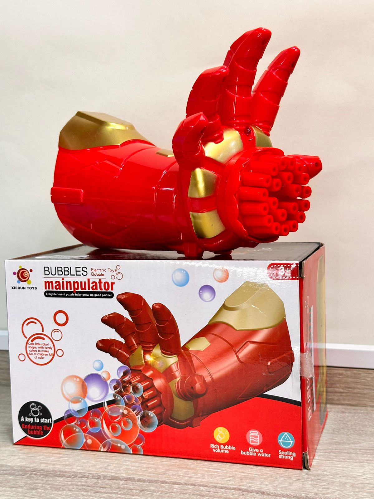 Guante De Iron Man Maquina De Burbujas